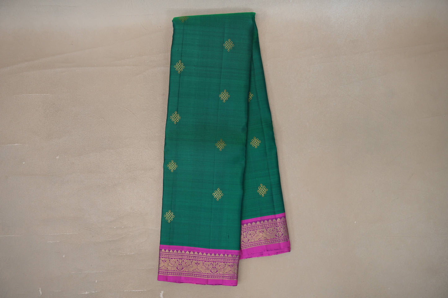Dual Tone of Green & Blue Vintage Kanjivaram Silk Saree by Shreenivas Silks