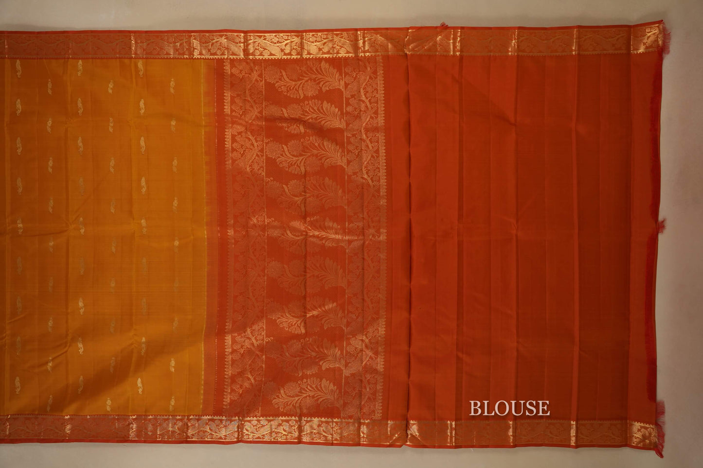 Mustard Kanjivaram Silk Saree blouse
