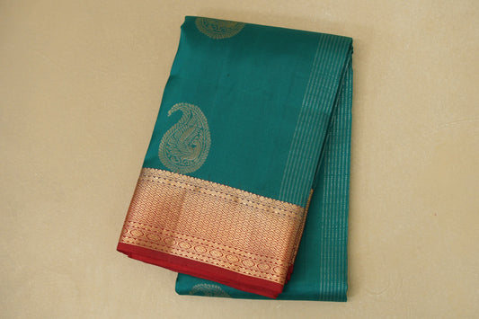Teal Green Light Weight Kanjivaram Silk Saree