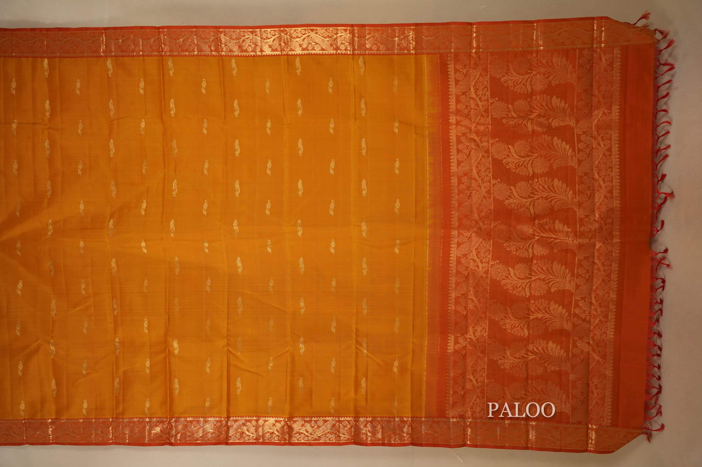 Mustard Kanjivaram Silk Saree paloo