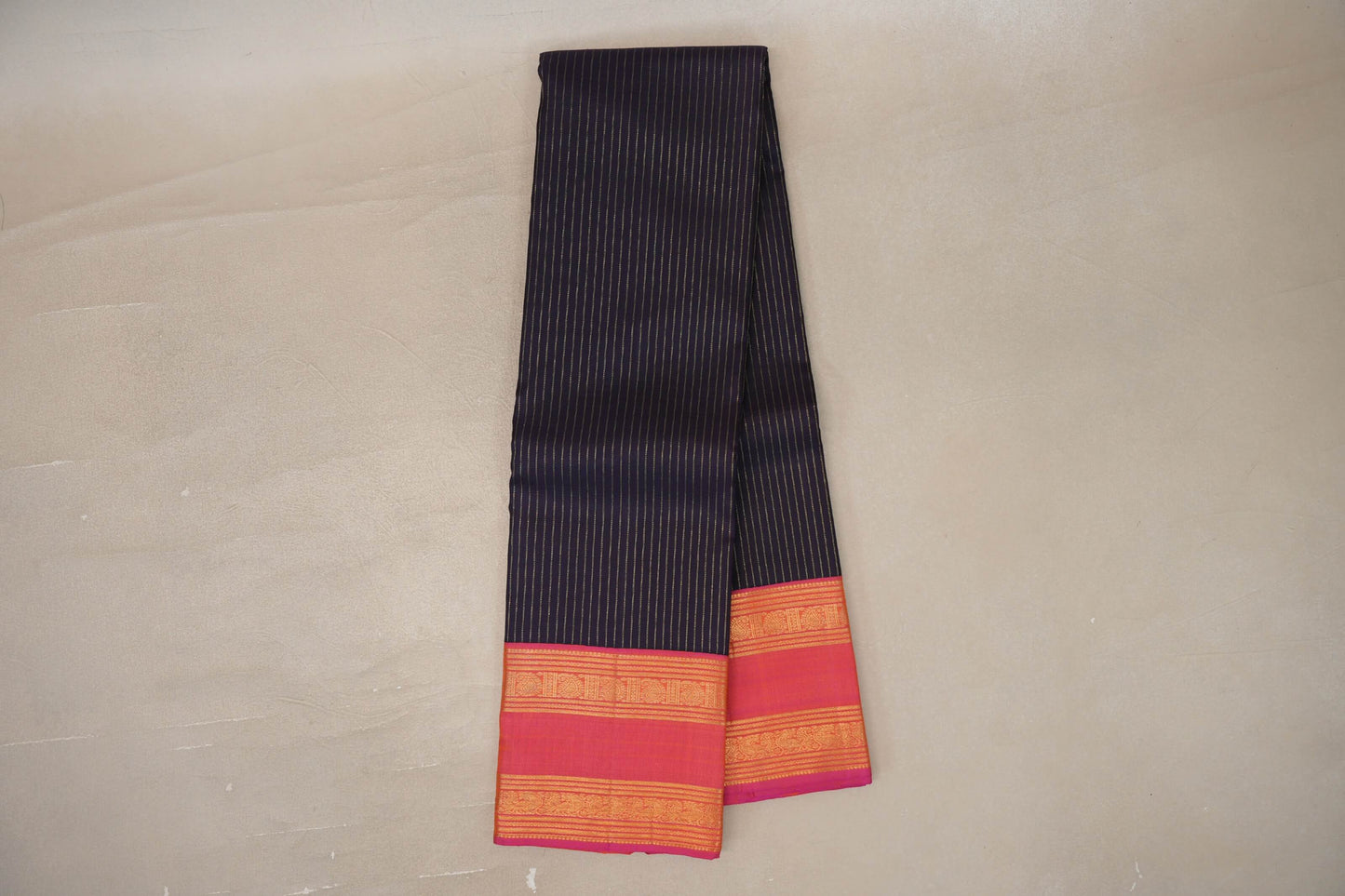 Deep plum brown Vintage Kanjivaram Silk Saree by Shreenivas Silks 