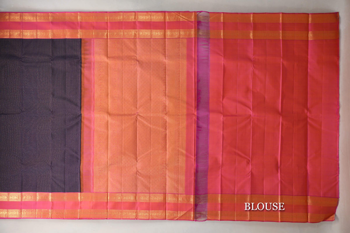 Deep plum brown Vintage Kanjivaram Silk Saree by Shreenivas Silks  blouse
