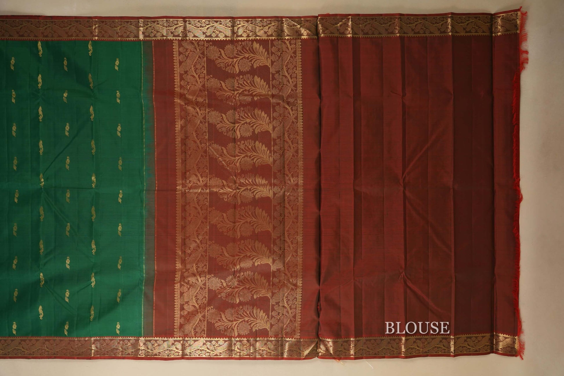 Green Kanjivaram Silk Saree blouse