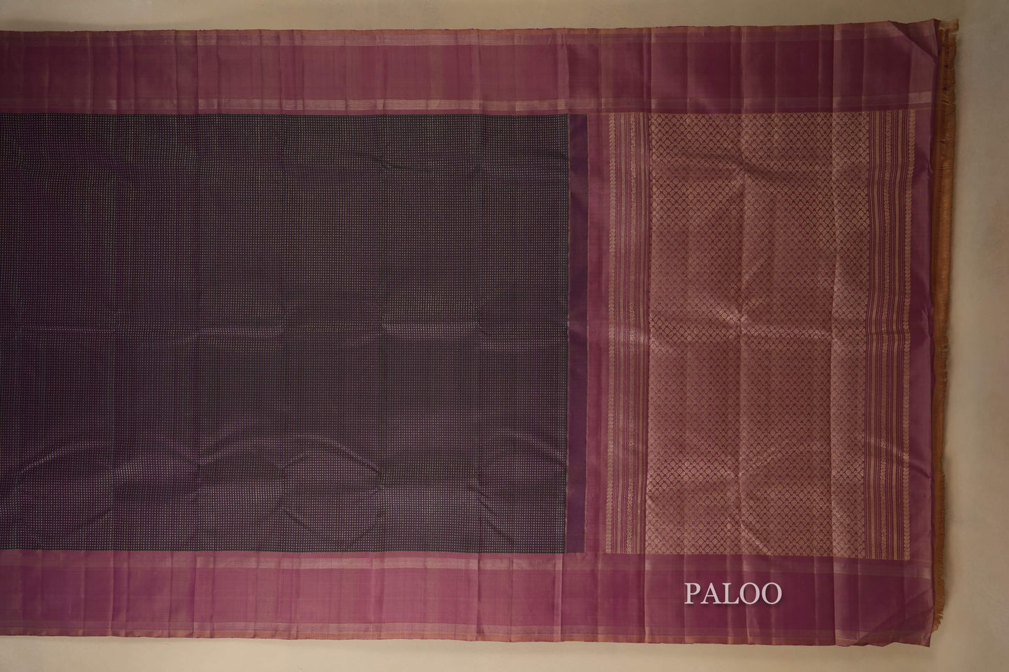 Dark purple kanjivaram silk Saree paloo