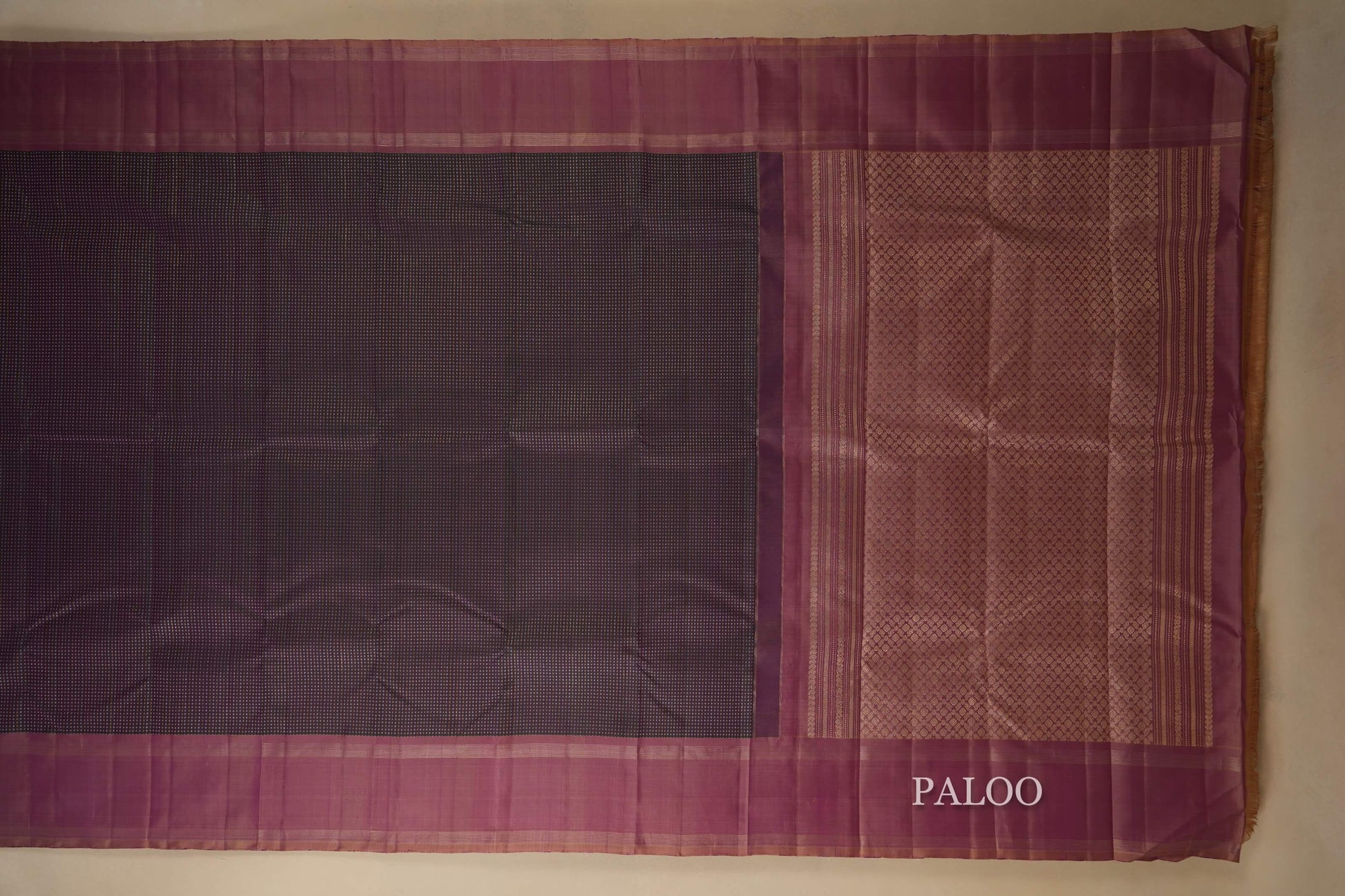 Dark purple kanjivaram silk Saree paloo