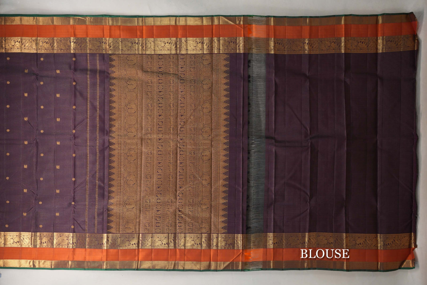 Deep Plum Brown Vintage Kanjivaram Silk Saree by Shreenivas Silks  blouse