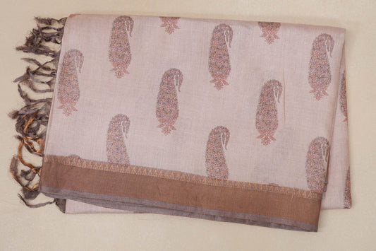 Blush pink with Dusty mauve Borders Bhagalpur Tussar silk saree