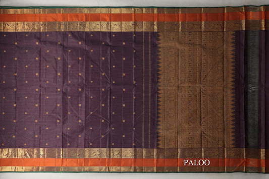Deep Plum Brown Vintage Kanjivaram Silk Saree by Shreenivas Silks  paloo