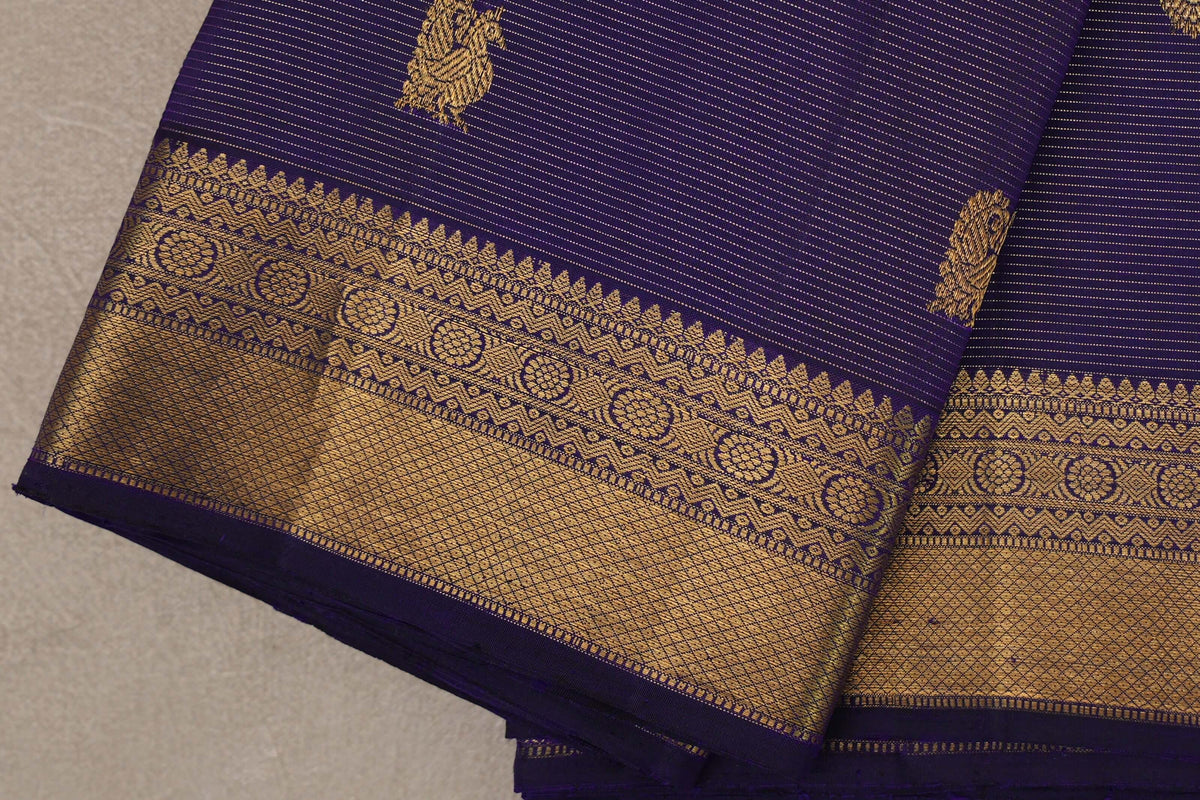 Violet Purple Vintage Kanjivaram Silk Saree by Shreenivas Silks border