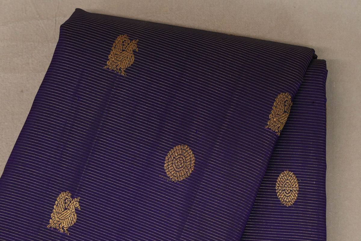Violet Purple Vintage Kanjivaram Silk Saree by Shreenivas Silks body