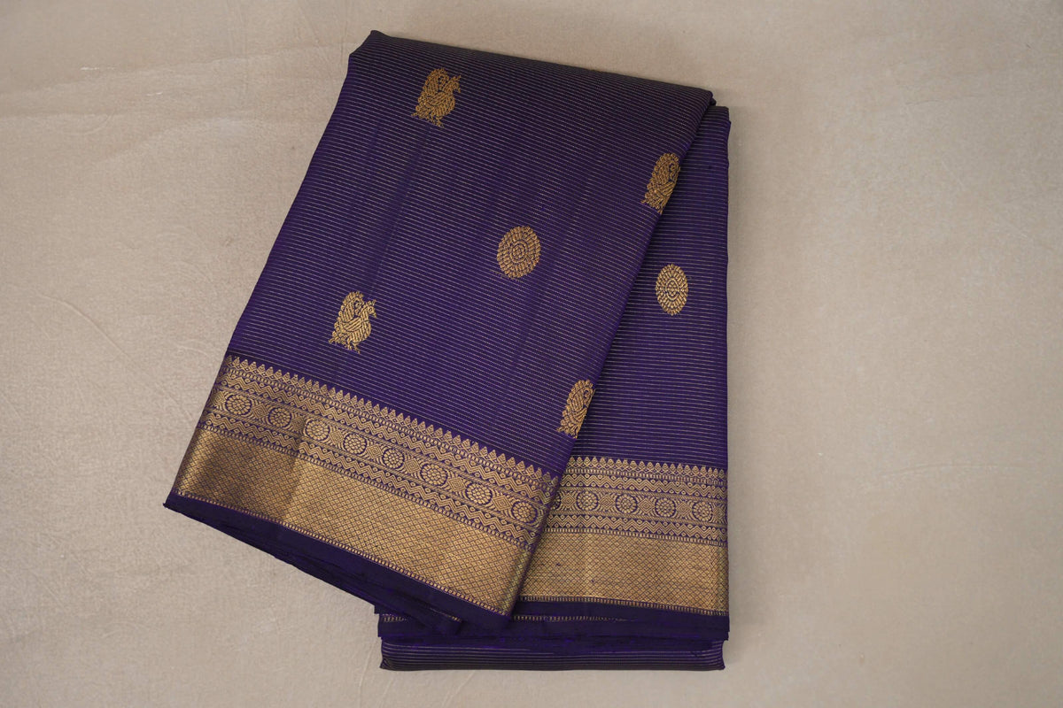 Violet Purple Vintage Kanjivaram Silk Saree by Shreenivas Silks