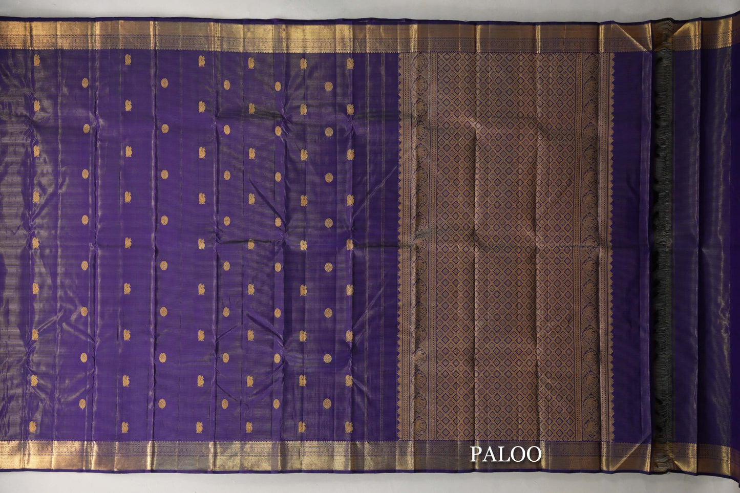 Violet Purple Vintage Kanjivaram Silk Saree by Shreenivas Silks paloo