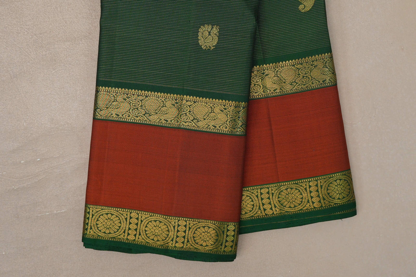 Deep Forest Green Vintage Kanjivaram Silk Saree by Shreenivas Silks PSSR0110018