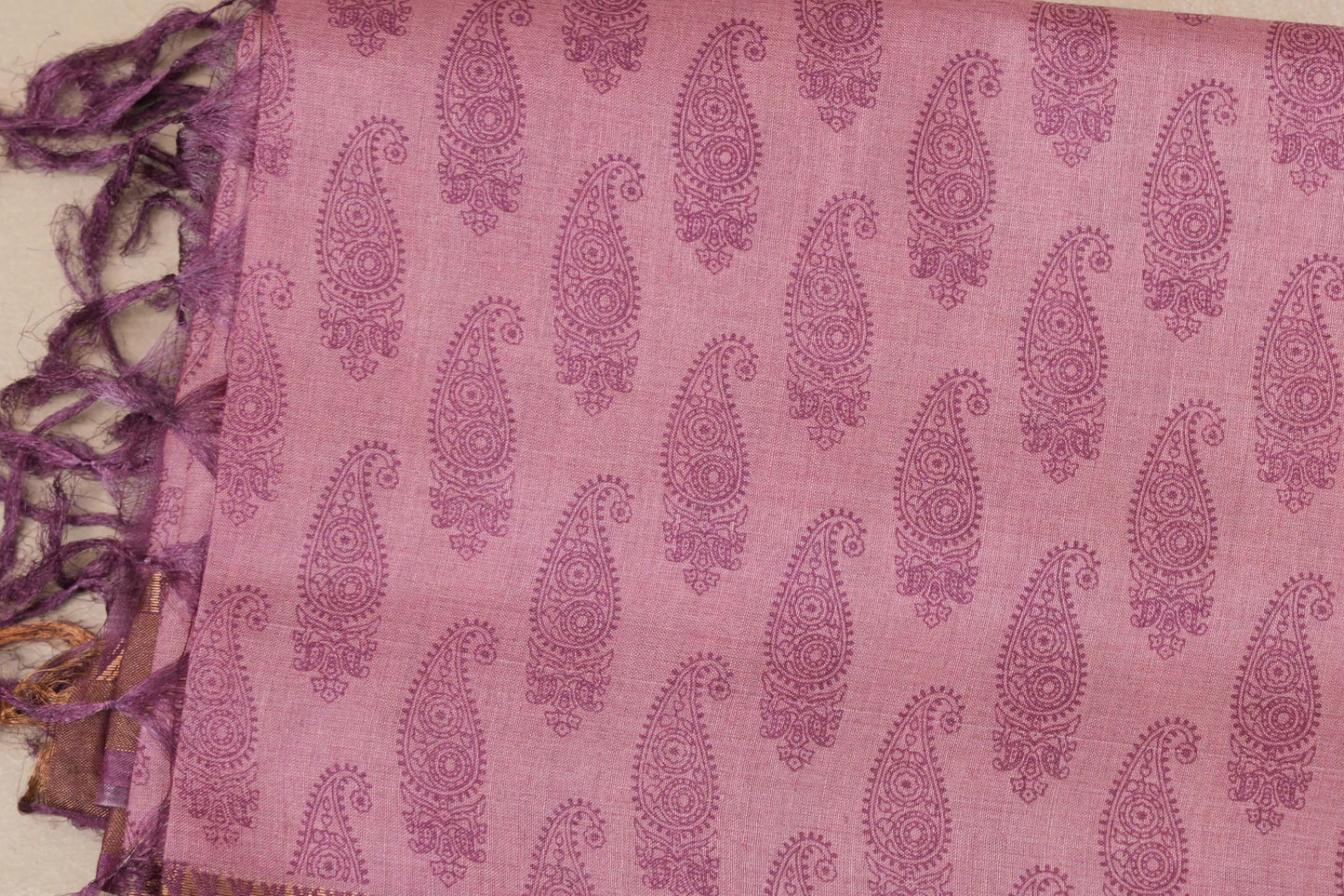 Light berry pink with Light Grape Purple Borders Tussar silk saree body