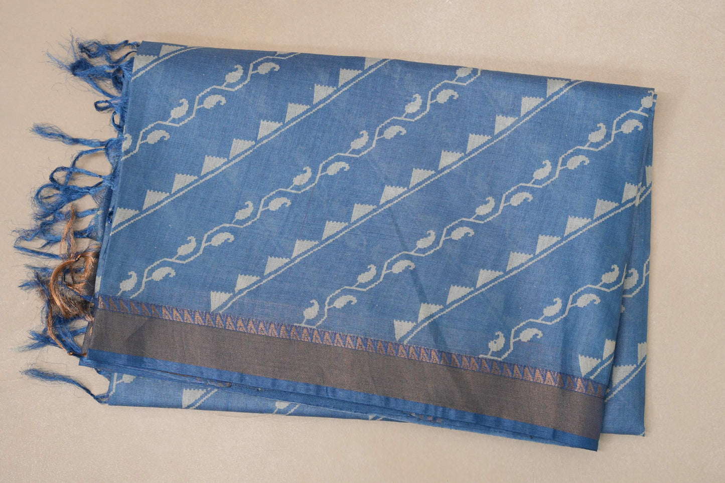 Dusty blue Bhagalpur Tussar silk saree by Shreenivas silks PSSR018835 - Parisera