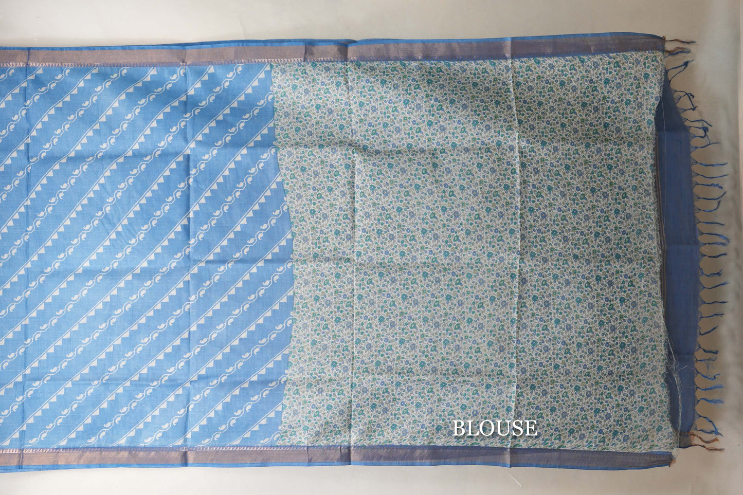 Dusty blue Bhagalpur Tussar silk saree by Shreenivas silks PSSR018835 - Parisera