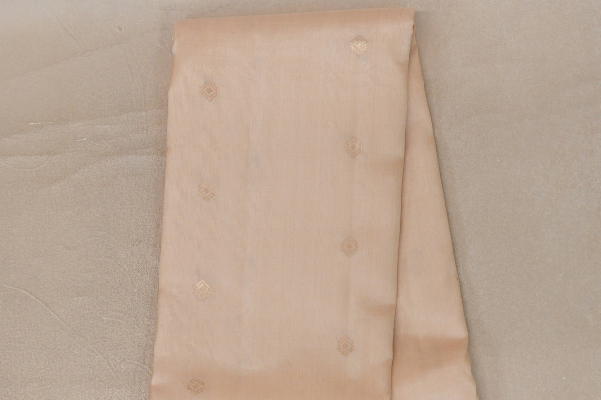 Cream Beige with Rani Pink Borders Light Weight Kanchipuram Silk Saree by Shreenivas Silks PSSR0110021