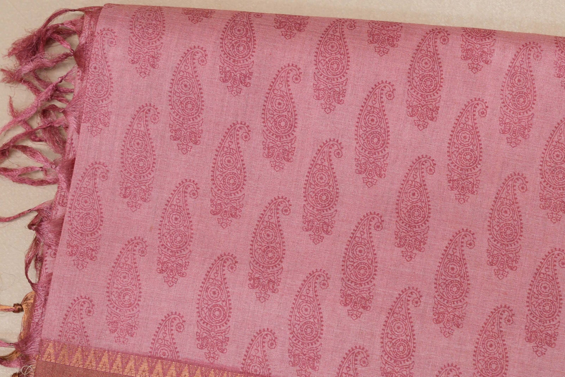 Salmon Pink Bhagalpur Tussar silk saree by Shreenivas silks PSSR018836 - Parisera