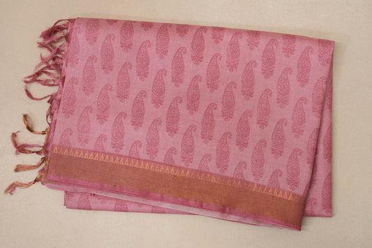 Salmon Pink Bhagalpur Tussar silk saree by Shreenivas silks PSSR018836