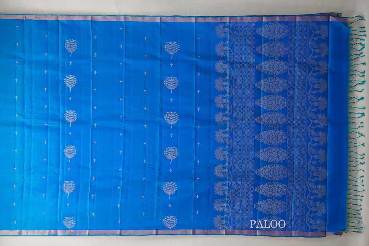 Peacock Blue Light Weight Kanchipuram Silk Saree by Shreenivas Silks PSSR0110022