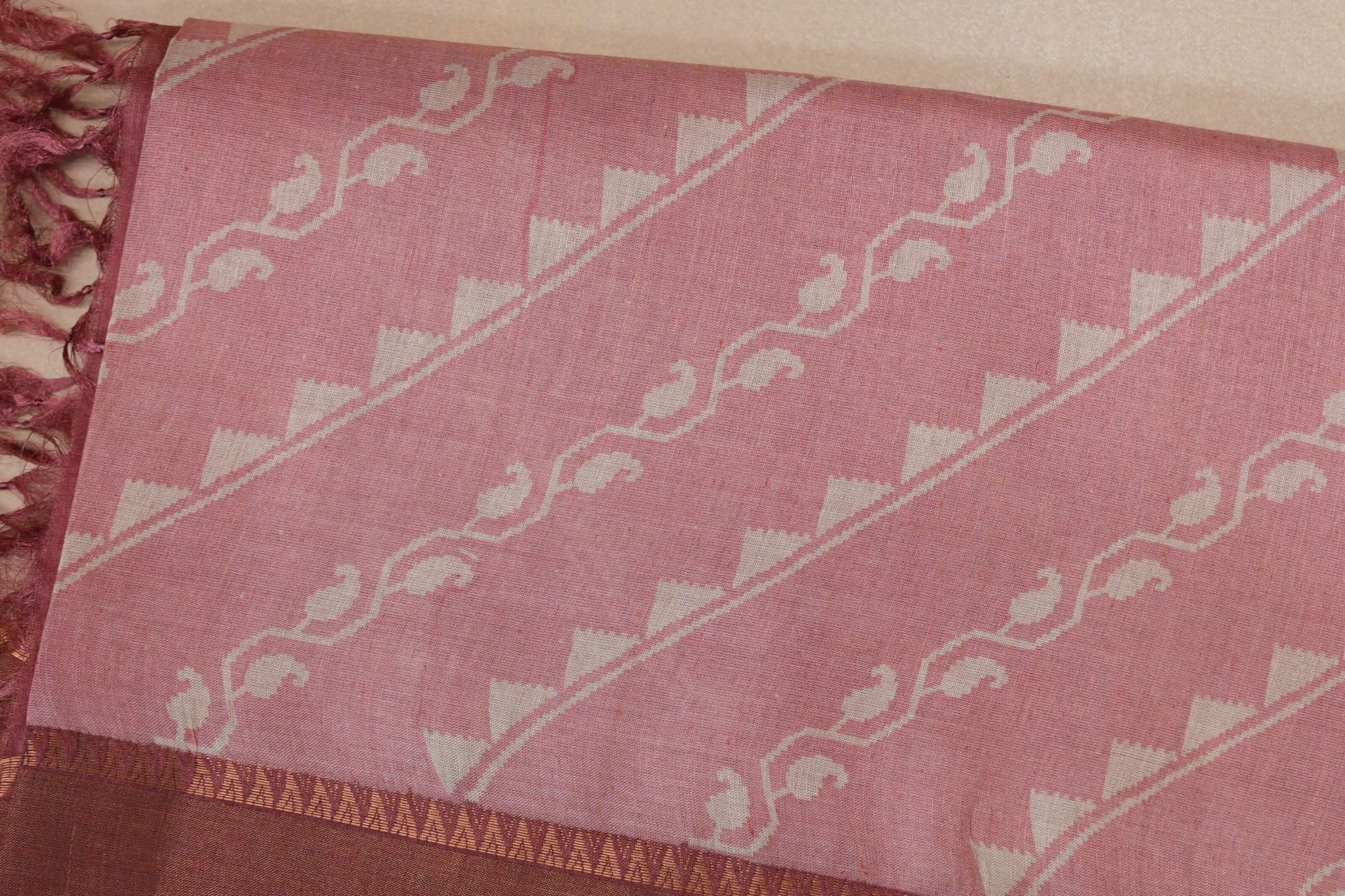 Flamingo Pink with amarnath pink borders Tussar silk saree  body