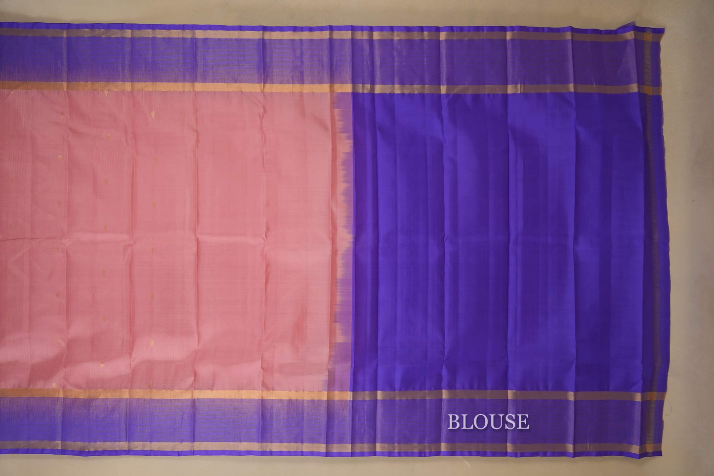 Baby Pink Light weight Kanjivaram Silk Saree  blouse