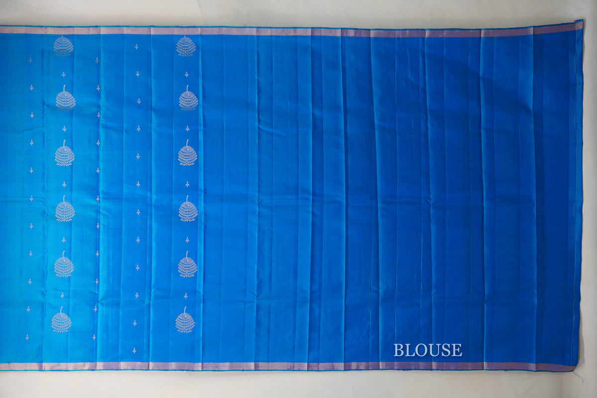 Peacock Blue Light Weight Kanchipuram Silk Saree by Shreenivas Silks PSSR0110022
