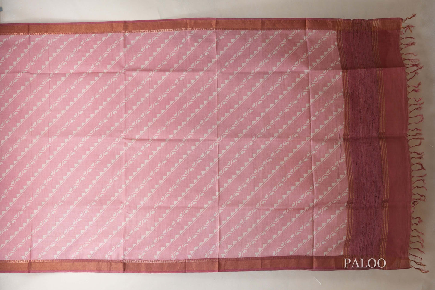 Flamingo Pink with amarnath pink borders Tussar silk saree  paloo