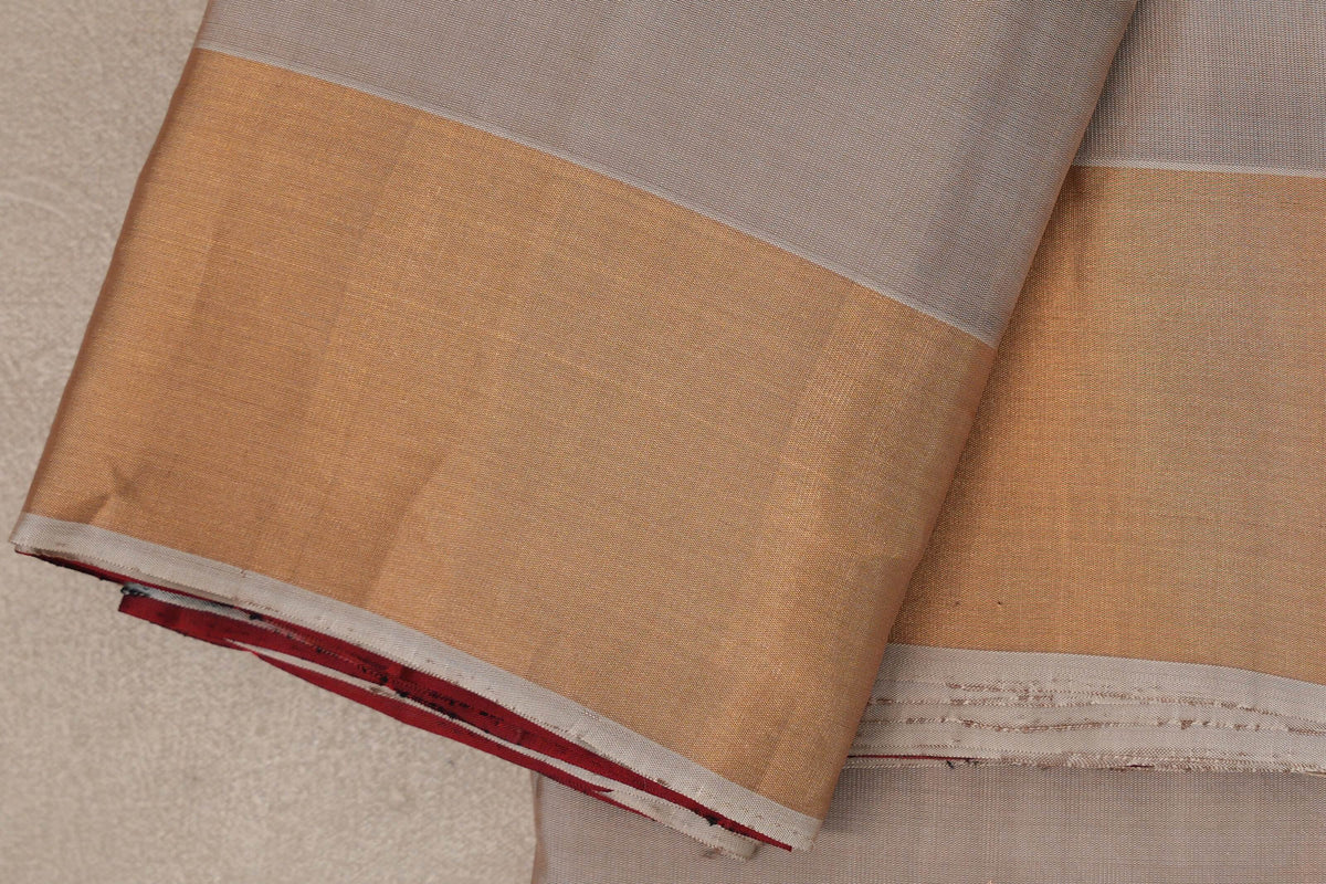 Dark Beige with Deep Maroon Borders Light Weight Kanchipuram Silk Saree by Shreenivas Silks PSSR0110023