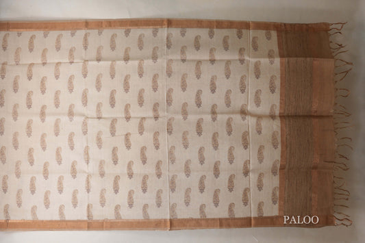 Cream with Antique Gold borders Bhagalpur Tussar silk saree by Shreenivas silks PSSR018839