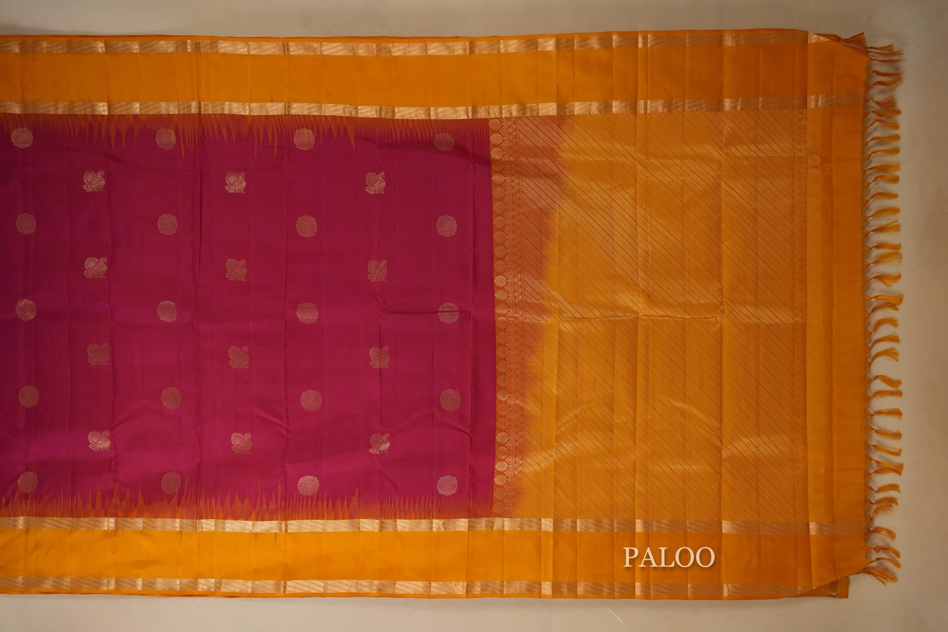 Pink  Light weight Kanjivaram silk Saree paloo