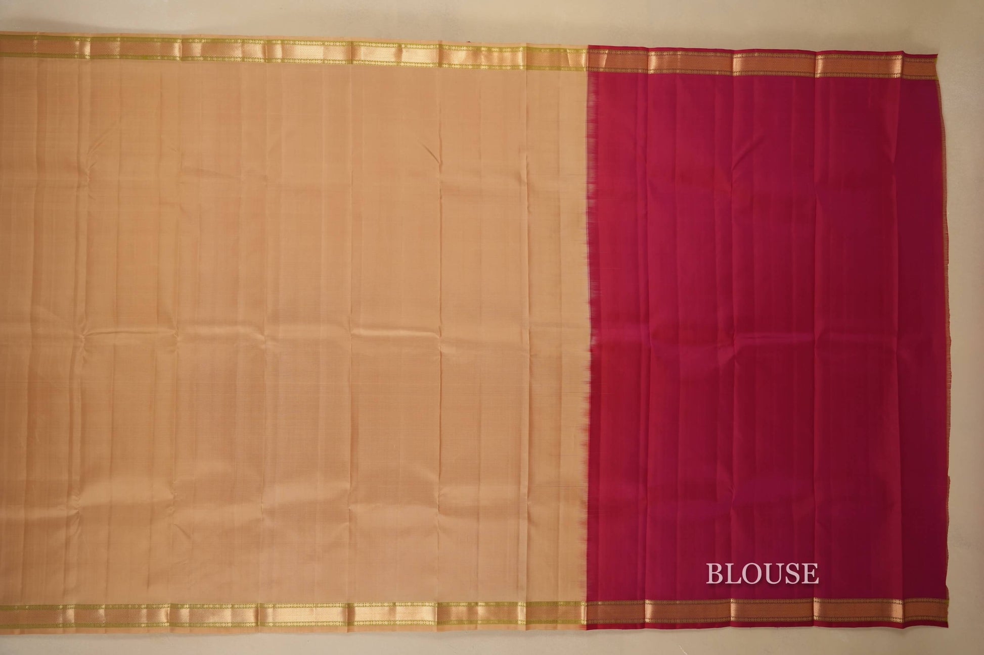 Beige Light Weight Kanjivaram Silk Saree blouse