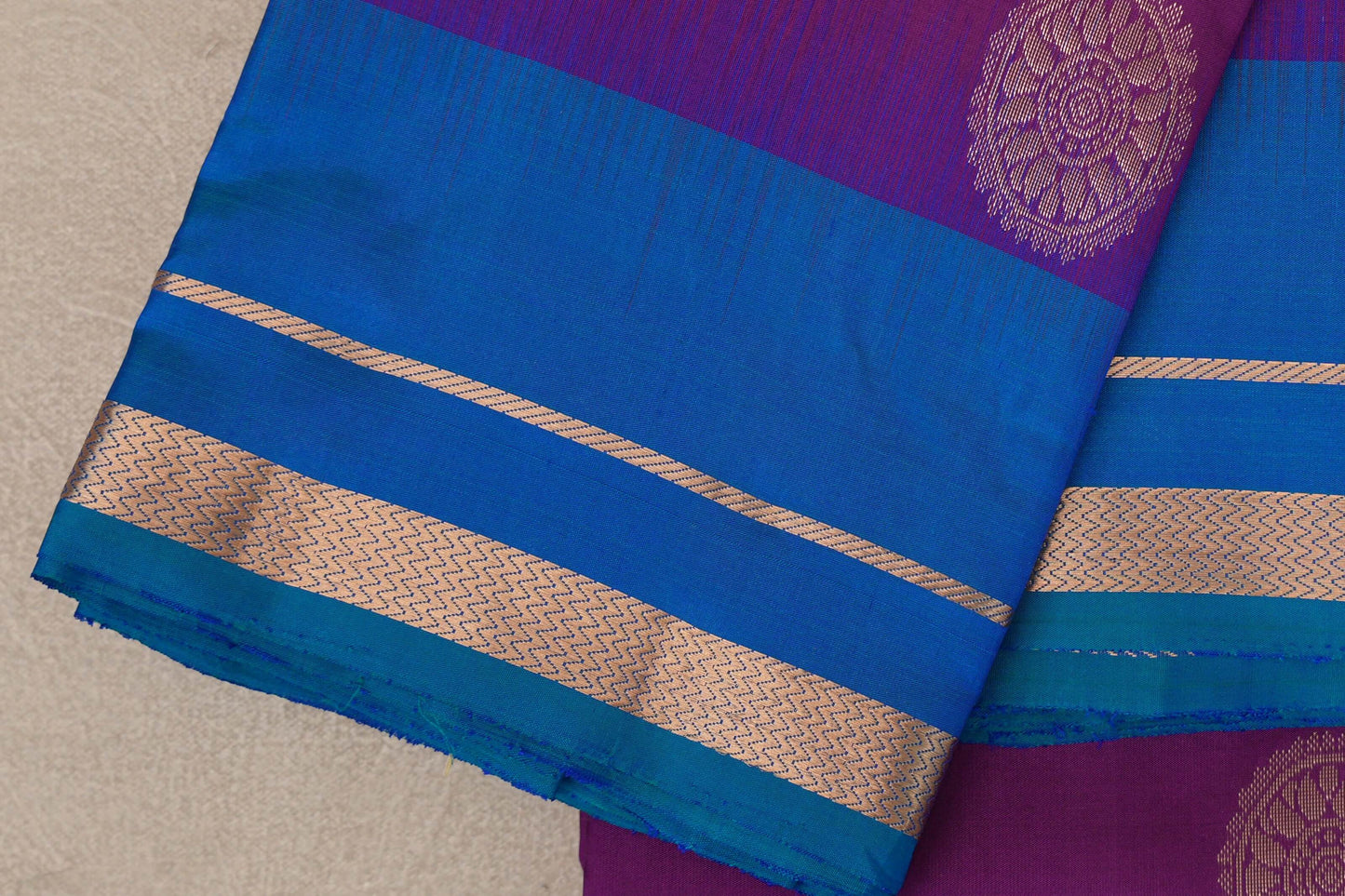 Deep Magenta with Peacock Blue Borders Light Weight Kanchipuram Silk Saree by Shreenivas Silks PSSR0110026