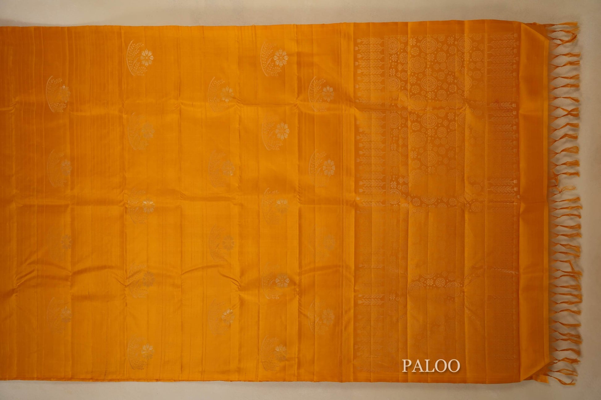 Mustard Light Weight Kanjivaram Silk Saree paloo
