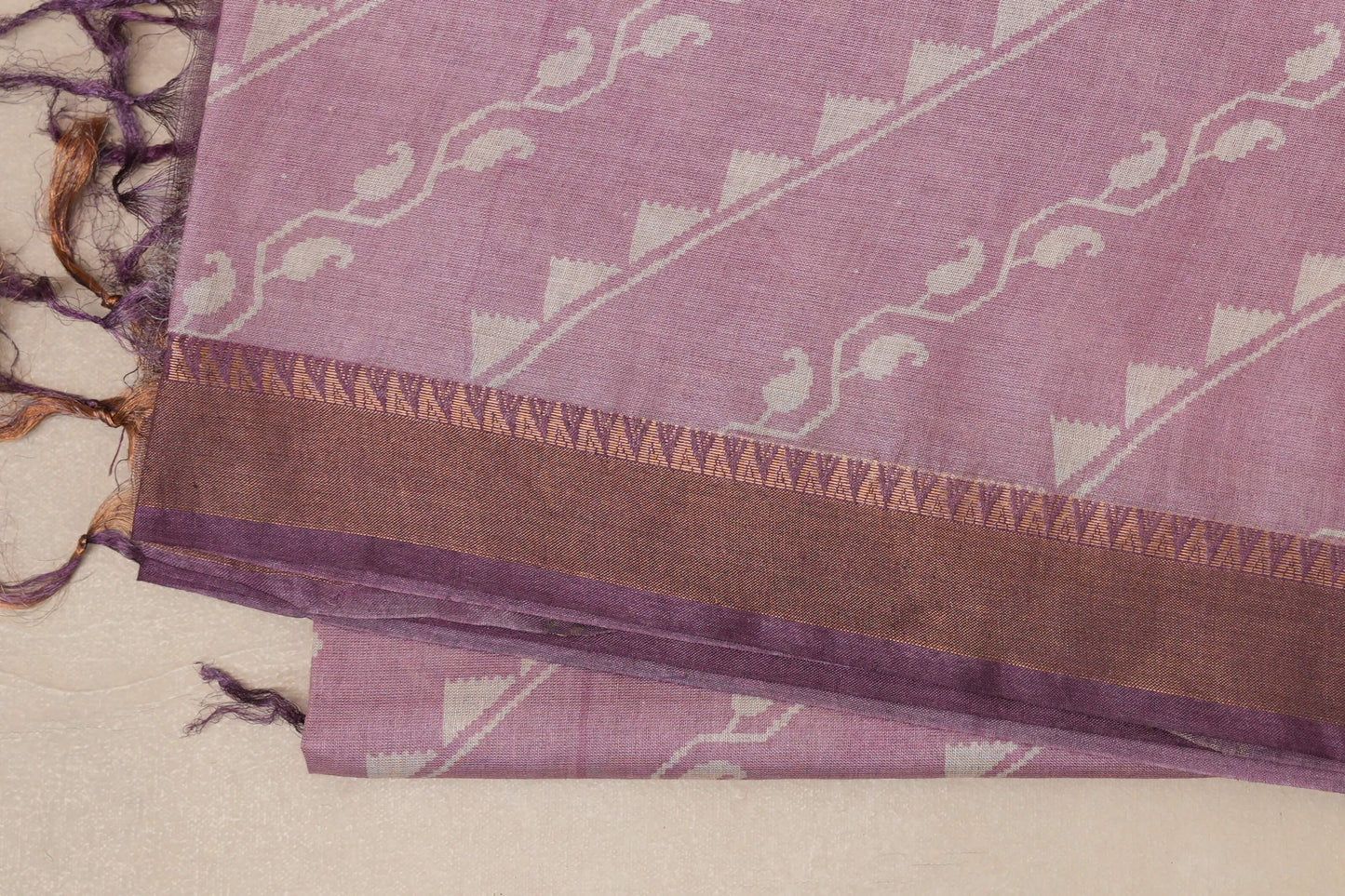 Pastel lavender with Deep Violet borders Bhagalpur Tussar silk saree by Shreenivas silks PSSR018844 - Parisera