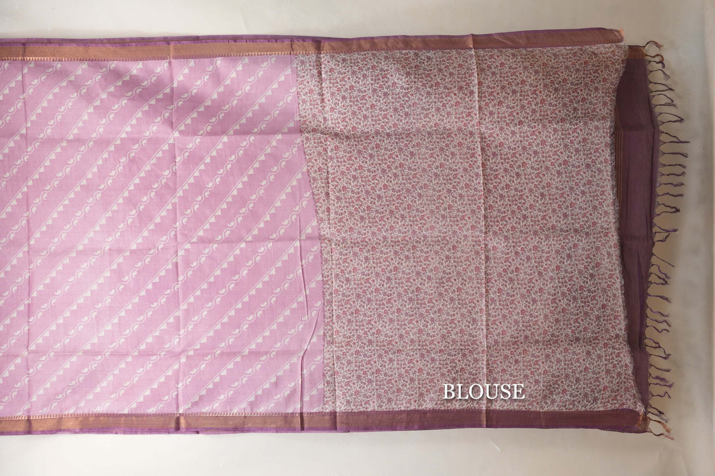 Pastel lavender with Deep Violet borders Bhagalpur Tussar silk saree by Shreenivas silks PSSR018844 - Parisera