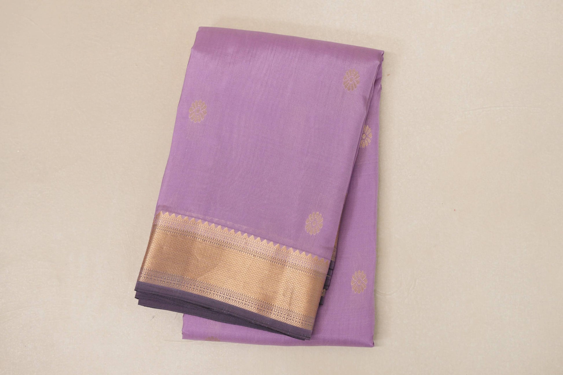 Pastel lavender Light Weight Kanjivaram Silk Saree by Shreenivas Silks