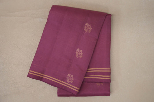 folded Dusty Mauve Light Weight Kanchipuram Silk Saree