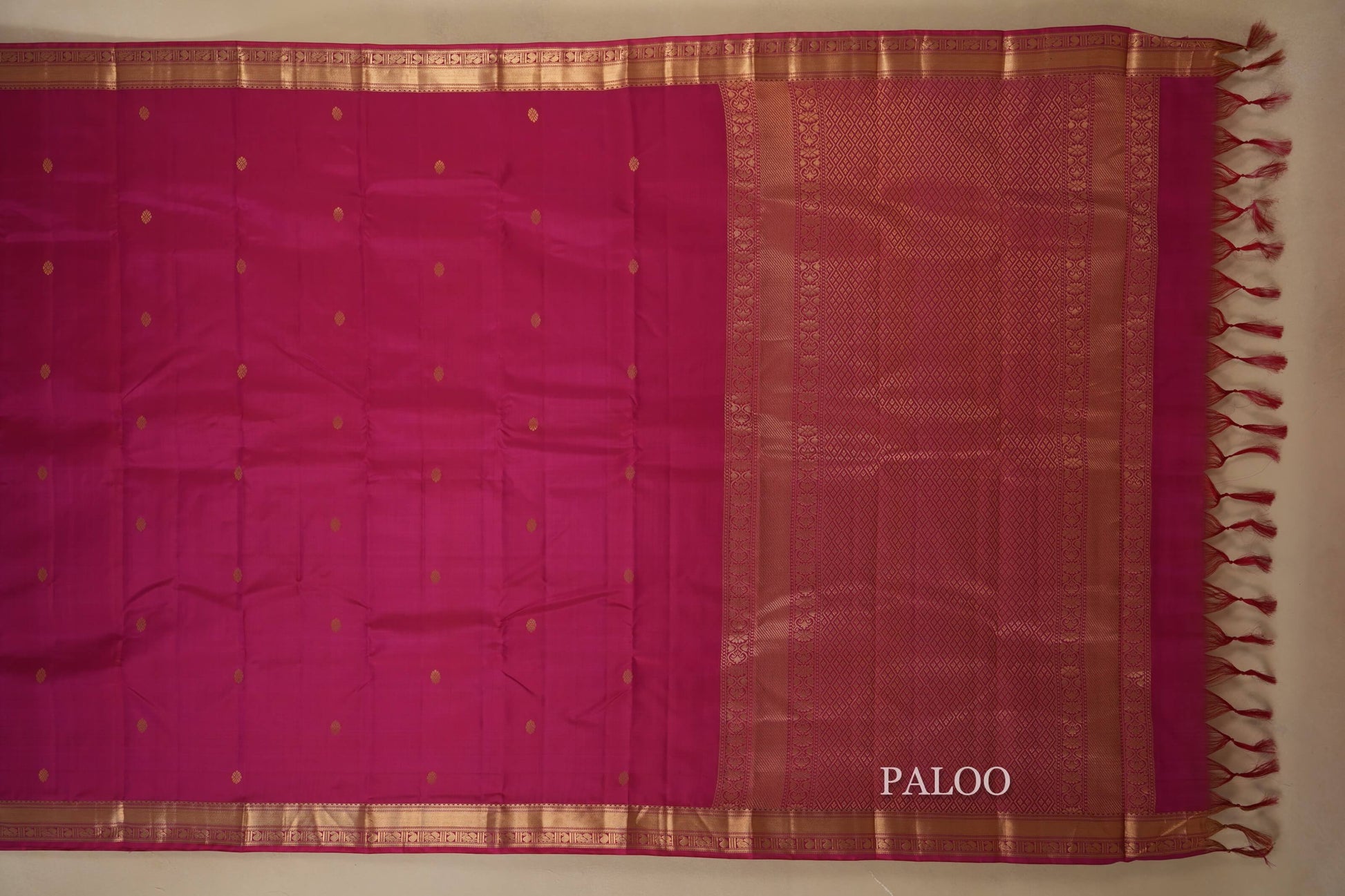 Pink Light Weight Kanjivaram Silk Saree paloo