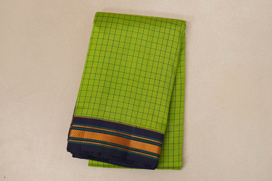 Parrot green with multi color borders Light Weight Kanjivaram Silk Saree