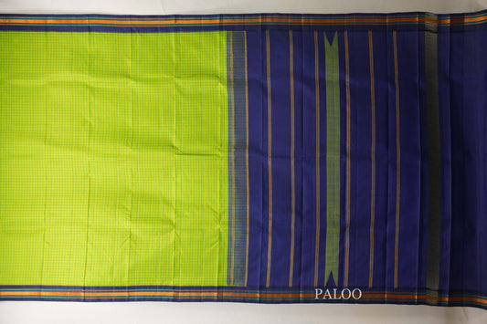 Parrot green with multi color borders Light Weight Kanjivaram Silk Saree paloo