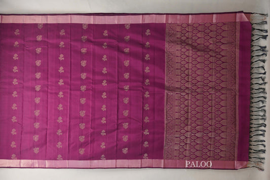 Deep Magenta Light Weight Kanchipuram Silk Saree  paloo