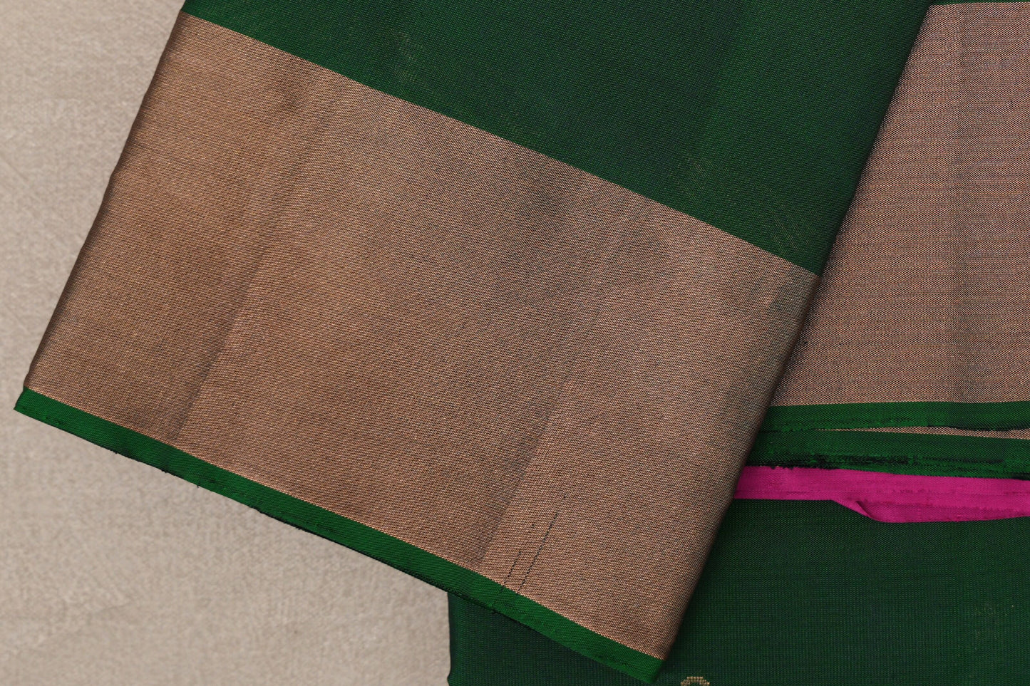 Bottle Green with Bright Magenta Pink Borders Light Weight Kanchipuram Silk Saree by Shreenivas Silks PSSR0110031