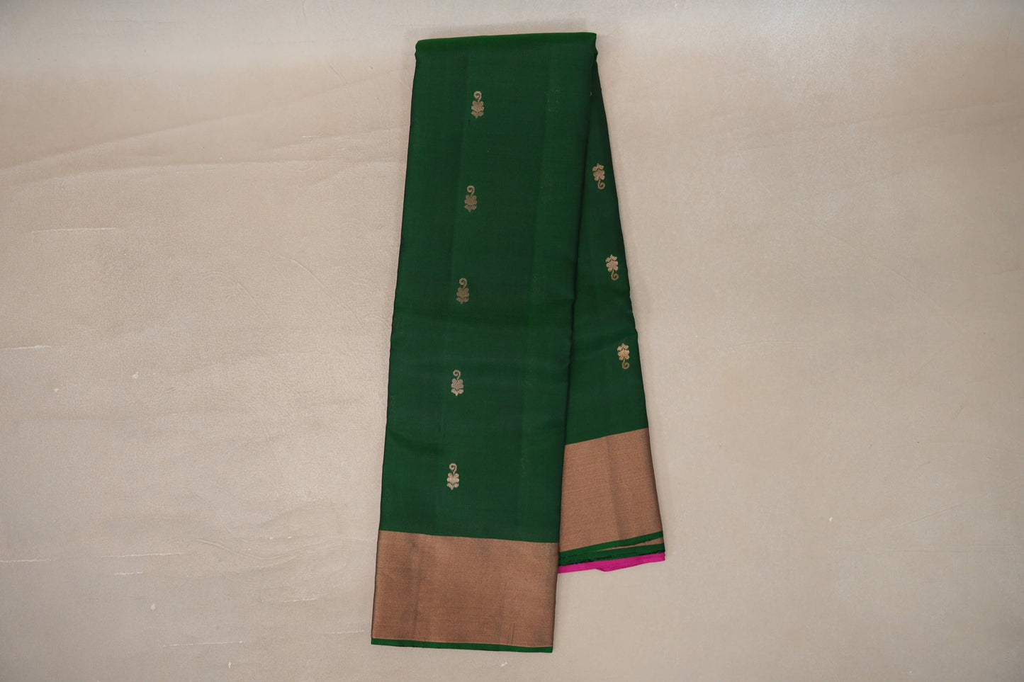 Bottle Green with Bright Magenta Pink Borders Light Weight Kanchipuram Silk Saree by Shreenivas Silks PSSR0110031