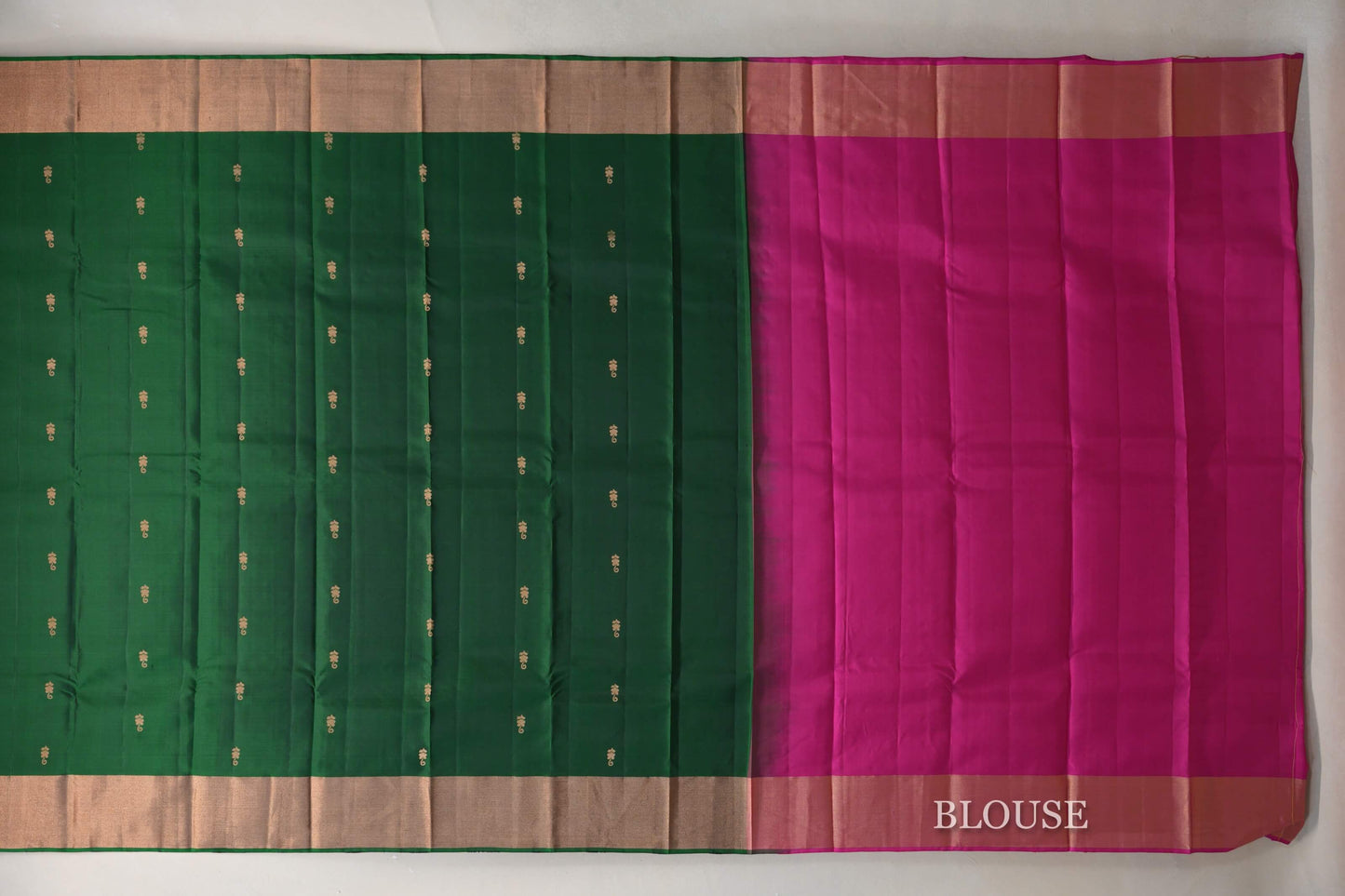 Bottle Green with Bright Magenta Pink Borders Light Weight Kanchipuram Silk Saree by Shreenivas Silks PSSR0110031
