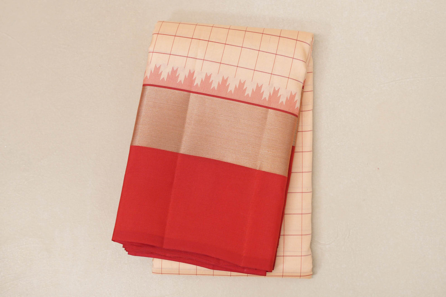 Sandal with Red borders Light Weight Kanjivaram Silk Saree