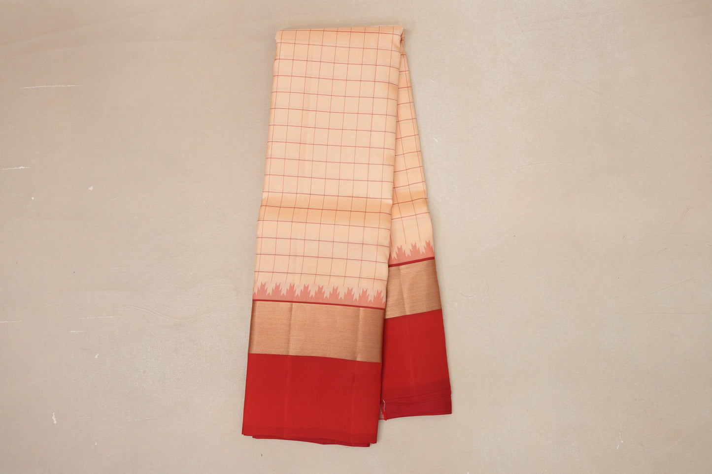 Sandal with Red borders Light Weight Kanjivaram Silk Saree by Shreenivas Silks PSSR018850 - Parisera
