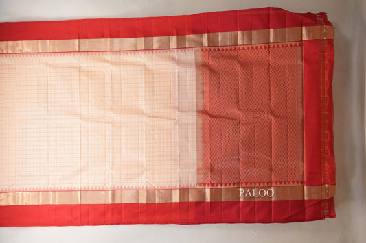 Sandal with Red borders Light Weight Kanjivaram Silk Saree paloo
