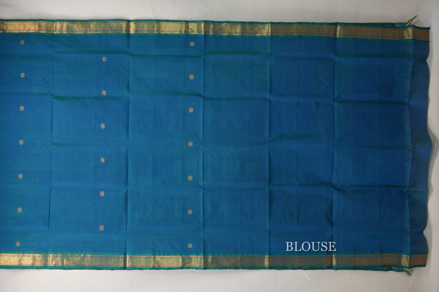 Peacock Blue Vegan Silk Cotton Saree by Shreenivas Silks PSSR0110032