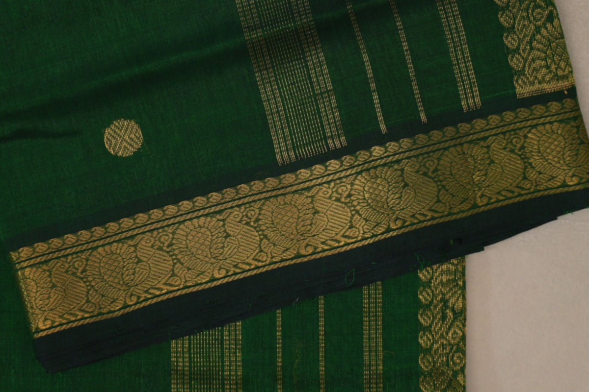 Deep Bottle Green Vegan Silk Cotton Saree by Shreenivas Silks PSSR0110033